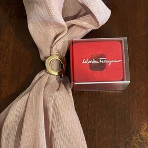 NEW Salvatore Ferragamo Gold Scarf Ring NIB